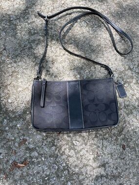 Coach Y2K Signature 2003 Vintage Black On Black Logo Crossbody Bag